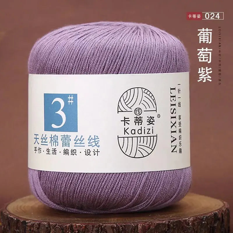 100 Percent Mercerized Cotton Lace Yarn for Hand Knitting and Crochet Arts Crafts