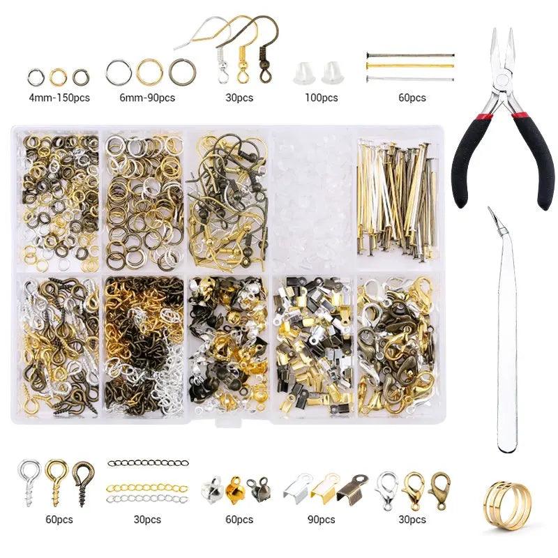 Alloy Accessories Jewelry Findings Set Copper Wire Open Jump Rings Jewelry Making ToolsEarring Hook Jewelry Making Supplies Kit