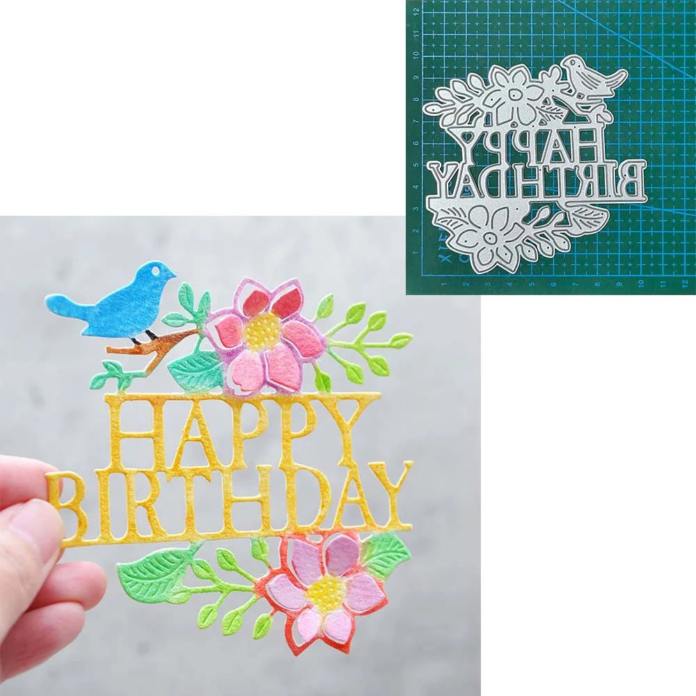 Metal Cutting Dies Happy Birthday Mold Scrapbooking Decoration Paper Knife Mould Blade Punch Template Embossing Stencils