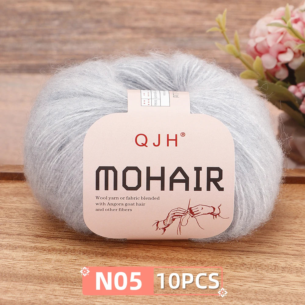 Soft Mohair Crochet Yarn Set 10 Pcs For DIY Knitting