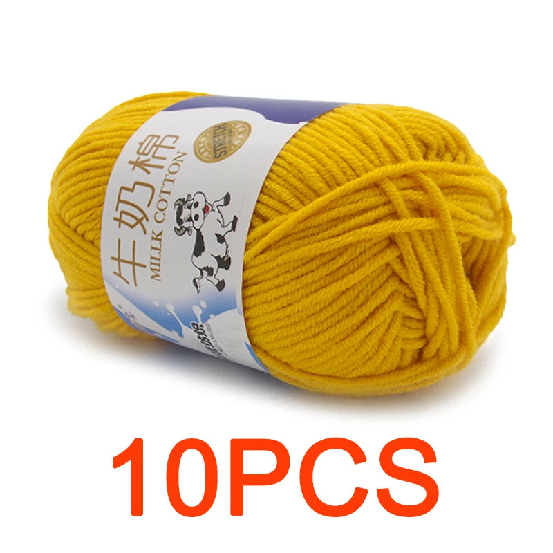 10 Pieces Milk Cotton Knitting Yarn Soft Warm Yarn for Hand Knitting and Crochet Projects