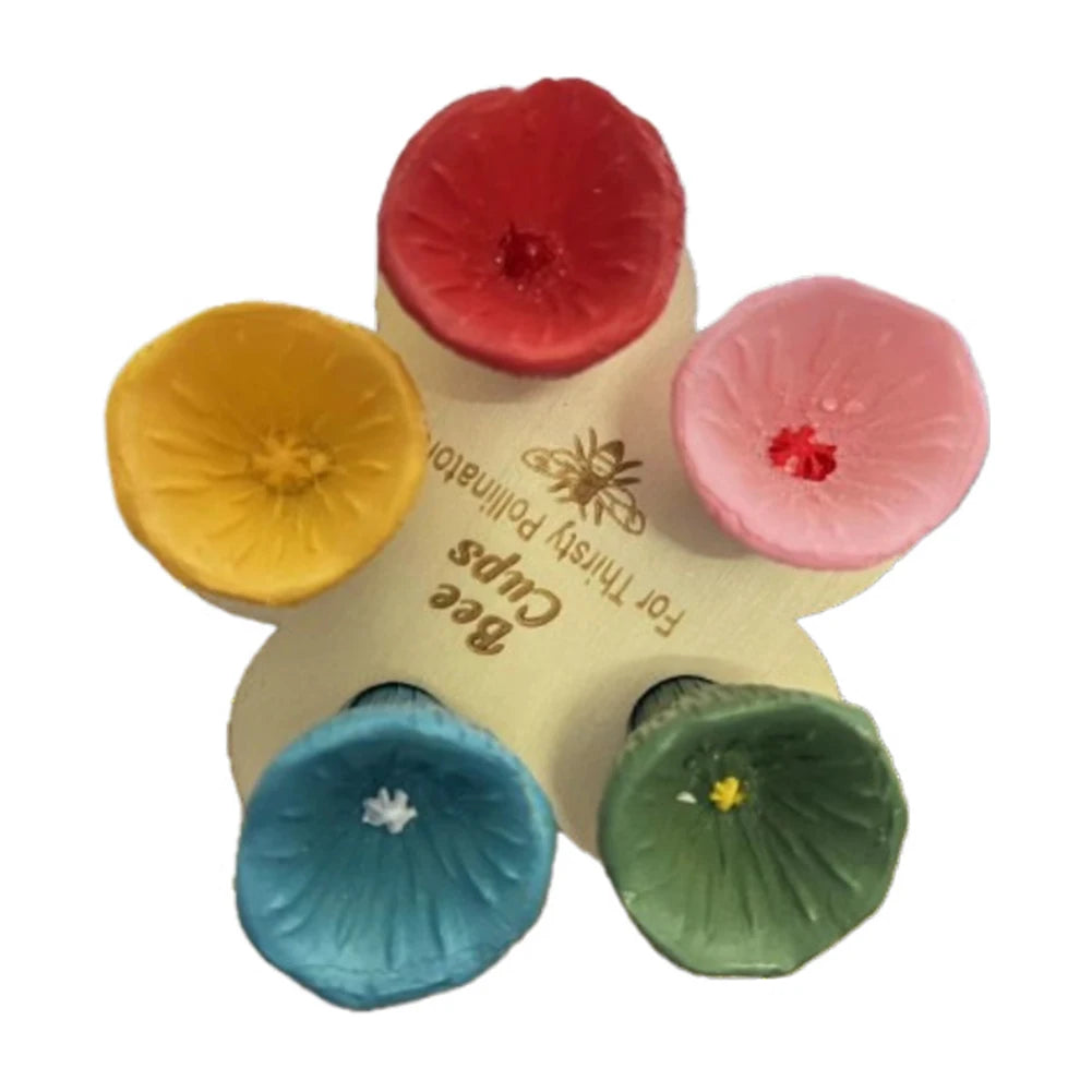 5Pcs Bees Insect Drinking Cup Bee Drinking Fountain Cup Flower Shape Bees Water Feeder with Holder Beekeeping Supplies