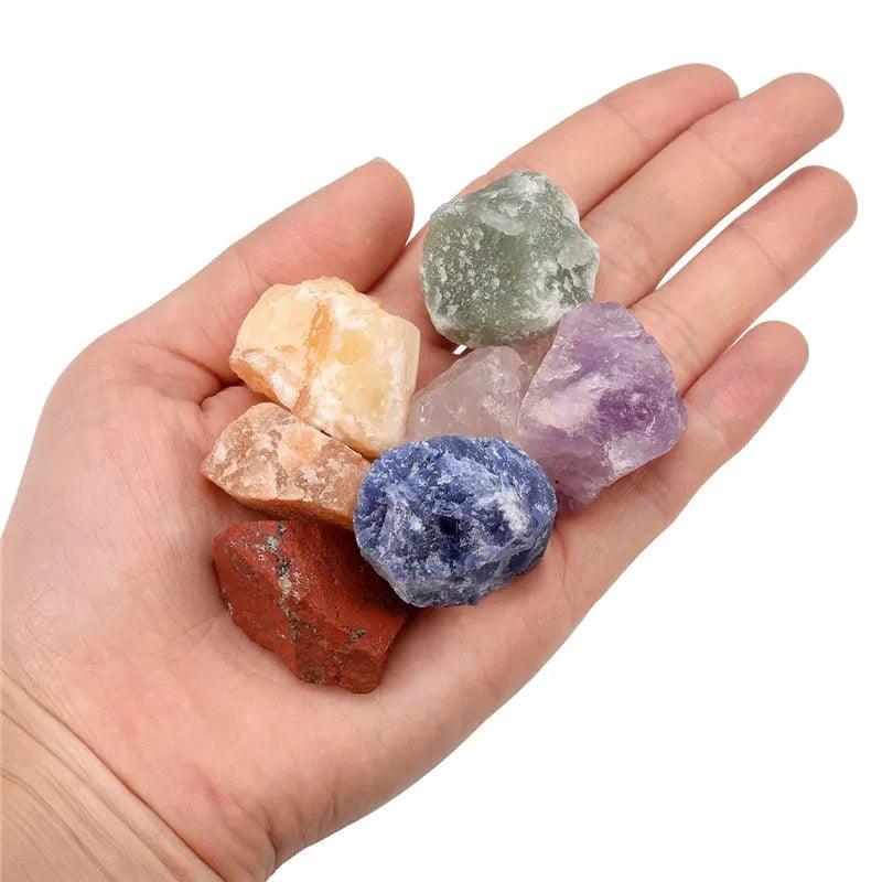 7pcs/set Nature Crystal and Healing Stone Set Chakra Balance Stone Spiritual Astrology Yoga Energy Reiki Healing Crystal Stone F