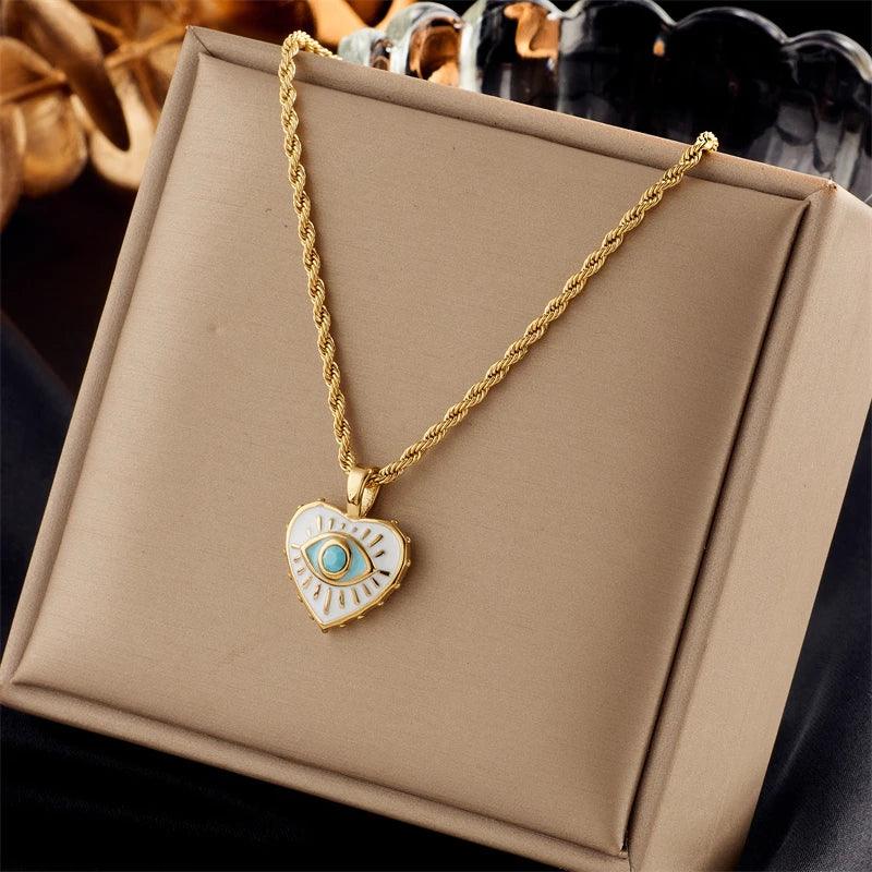 DIEYURO 316L Stainless Steel Pearl Heart Butterfly Cross Pendant Necklace For Women Fashion Girls Clavicle Chain Jewelry Gifts