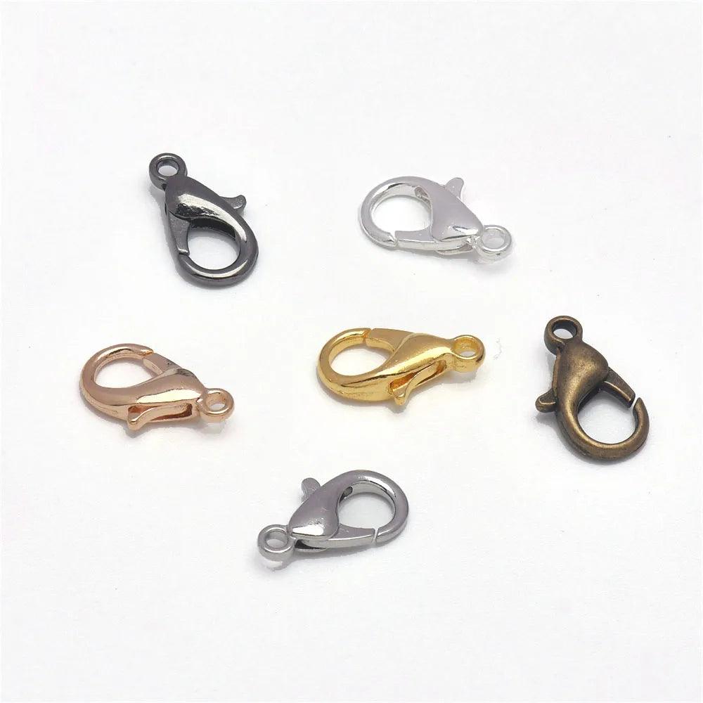 50Pcs 10 12 14 16 18 21mm Lobster Clasps Silver Plated Lobster Claw Clasps For Bracelet Necklace Jewelry Making Findings