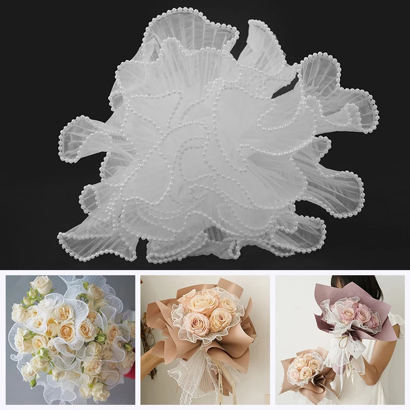 28cmx4.5M Wave Yarn Floral Bouquet Wrapping Paper Florist Bouquet Packaging Lace Mesh Bouquet Gift Packaging Supplies