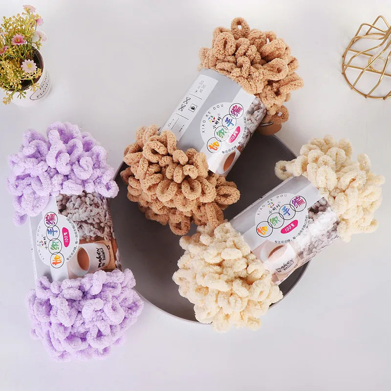 100g 100% Polyester Finger Loops Yarn for Hand-woven DIY Knitting and Crocheting Projects