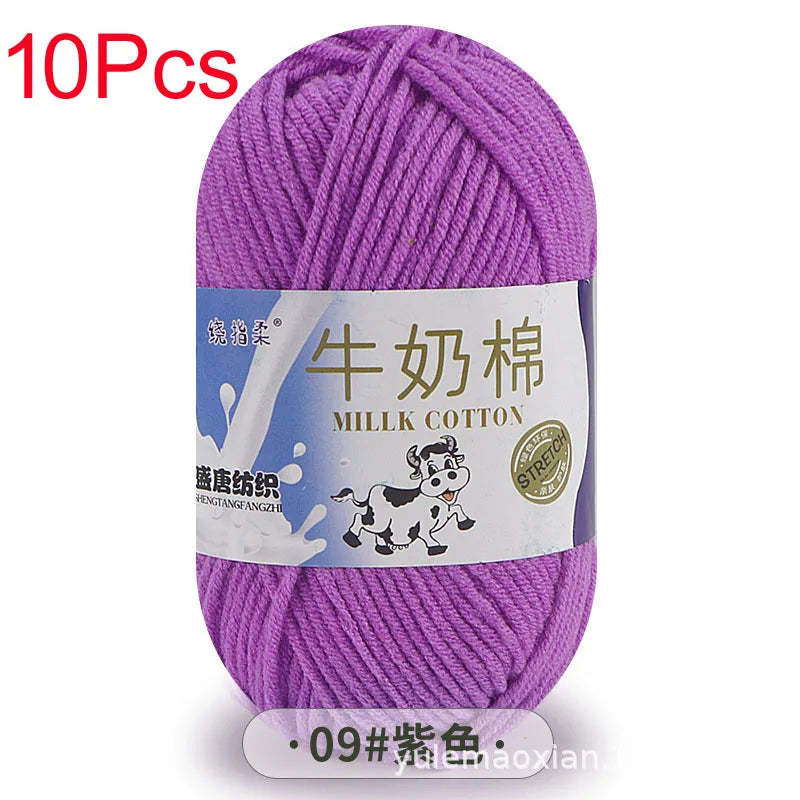 10 Piece Milk Cotton Yarn Knitting Wool for Hand Knitting and Crochet Soft Yarn for Scarves Hats and Sweaters