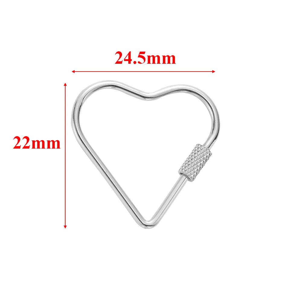 4pcs Stainless Steel Gold Heart Star Screw Locking Clasps Big Carabiner Hooks for DIY Necklace Bracelet Keychain Making Supplies