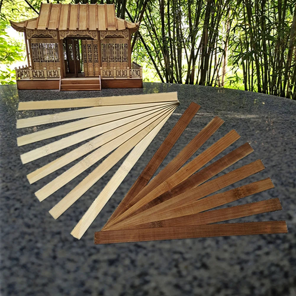 Flat Bamboo Wooden Strips Square Cudgel Model Toys Building Carving Handicraft Educational Balsa Stick Doll House Accessories