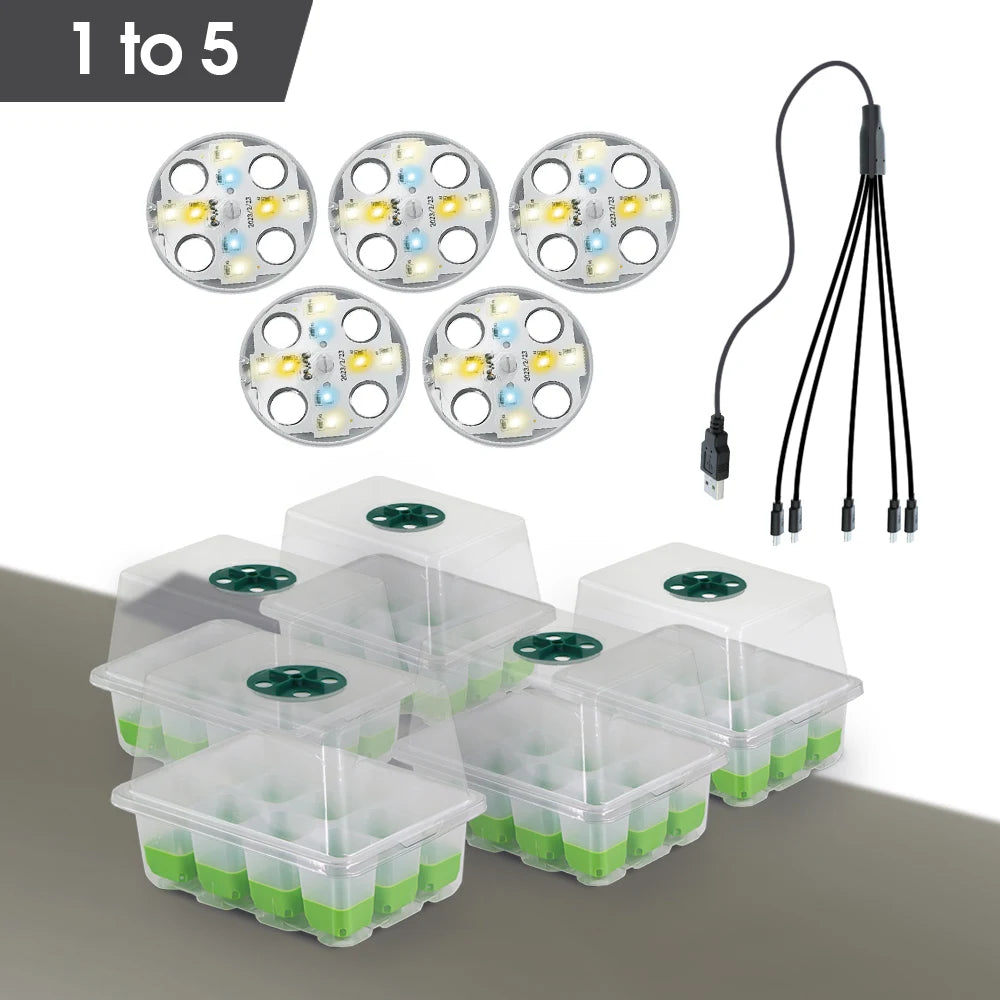 New 3-Spectrum LED Growing Lamp Seed Starter Trays Greenhouse Growing Light Nursery Pots for Indoor Plant Germinating Growth Box
