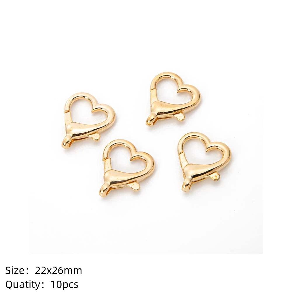 10pcs Lobster Clasp Hooks Heart Keychain Clasps for DIY Bracelets Chain Necklace Components Accessory Jewelry Making Findings