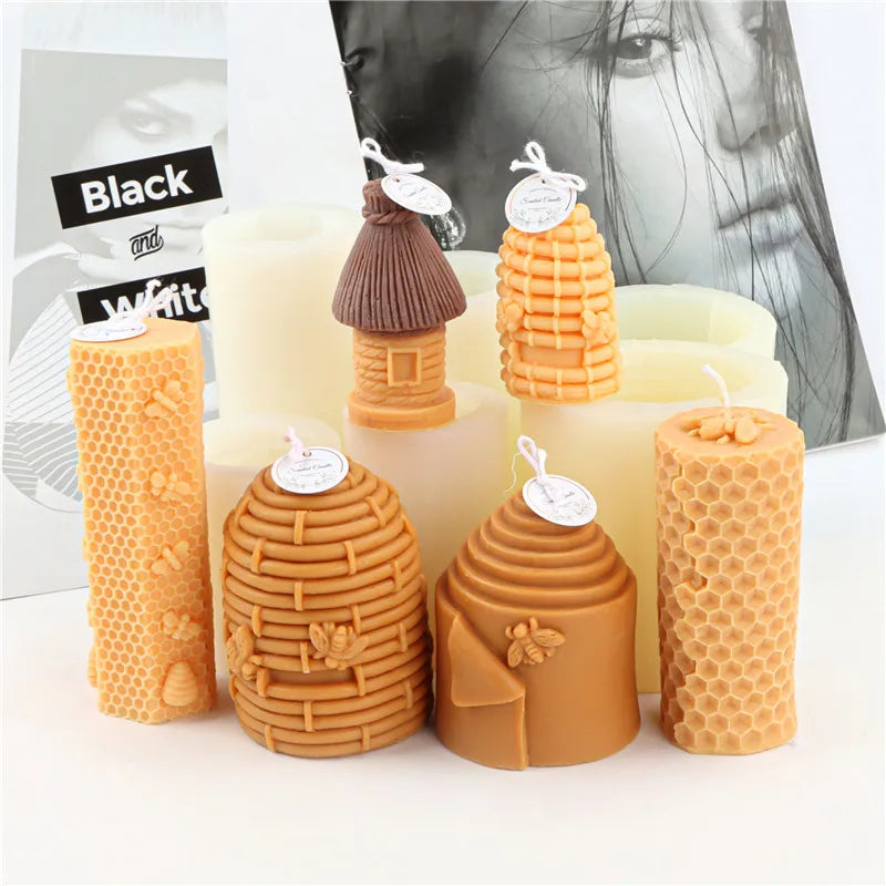 Multi Style Honeycomb Silicone Candle Mold Hive Soap Resin Plaster Mould Bee Nest Ice Chocolate Cake Making Set Home Decor Gifts