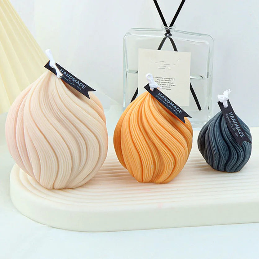 Artistic Geometry 3D Candles Molds Carved Wavy Candle Irregular Stripes DIY Columnar Silicone Candle Mould For Home Decoration