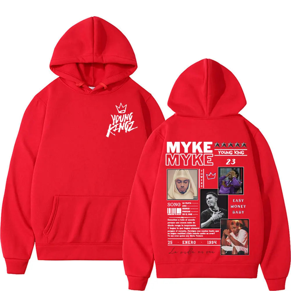 Rapper Myke Towers New Album Cover Hoodies Mens Women Harajuku Y2k Fashion Hip Hop Sweatshirts Casual Oversized Hoodie Pullovers