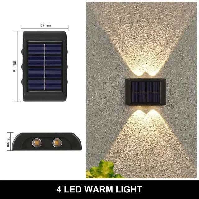 Solar Wall Lamp Outdoor Waterproof Solar Powered Light 4LED Beads UP and Down Illuminate Home Garden Yard Decoration Wall Light