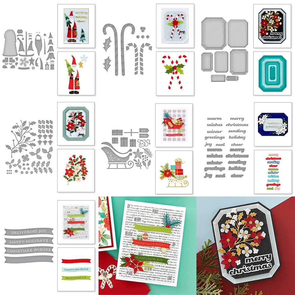 Christmas Holidays Collection Metal Cutting Dies Embossing Diecut for DIY Card Making Scrapbooking Photo Album Crafting Decor
