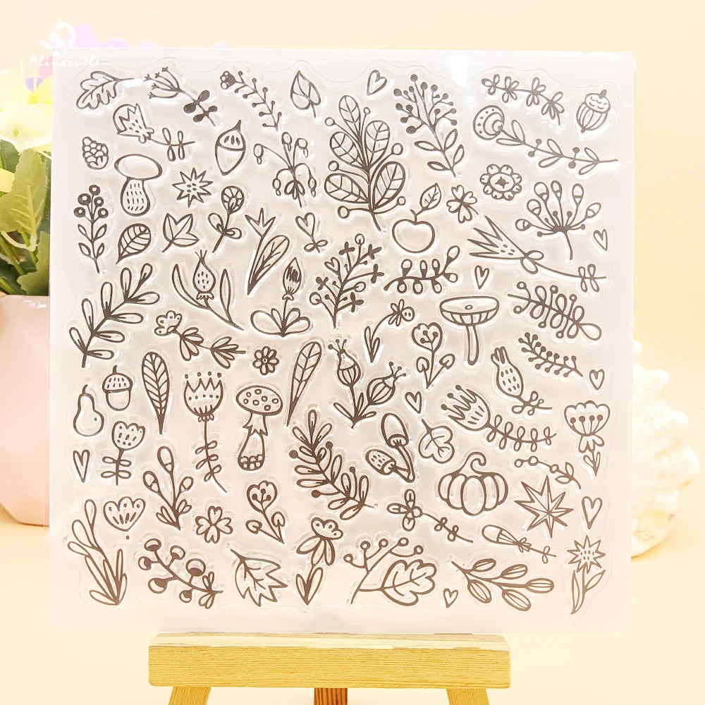 Alinacutle CLEAR STAMPS Floral Spring Background Scrapbooking Card Album Paper Craft Rubber Transparent Silicon Clear Stamp