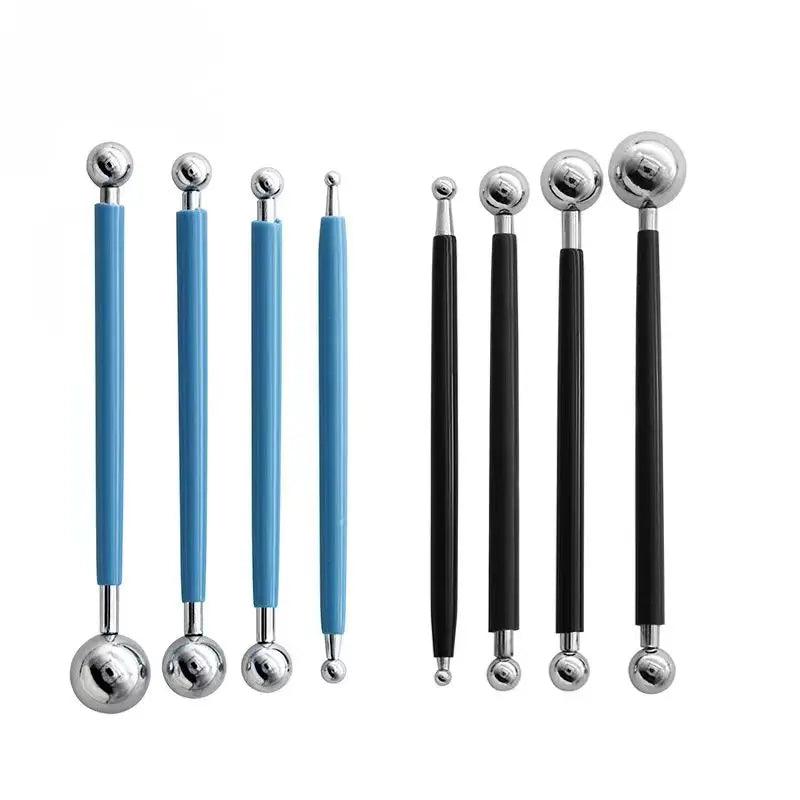 4pcs Sculpture Modeling Tools Clay Tools Dotting Sculpting Modeling ceramics Set Double-Ended Metal Ball Cake Decoration Tool