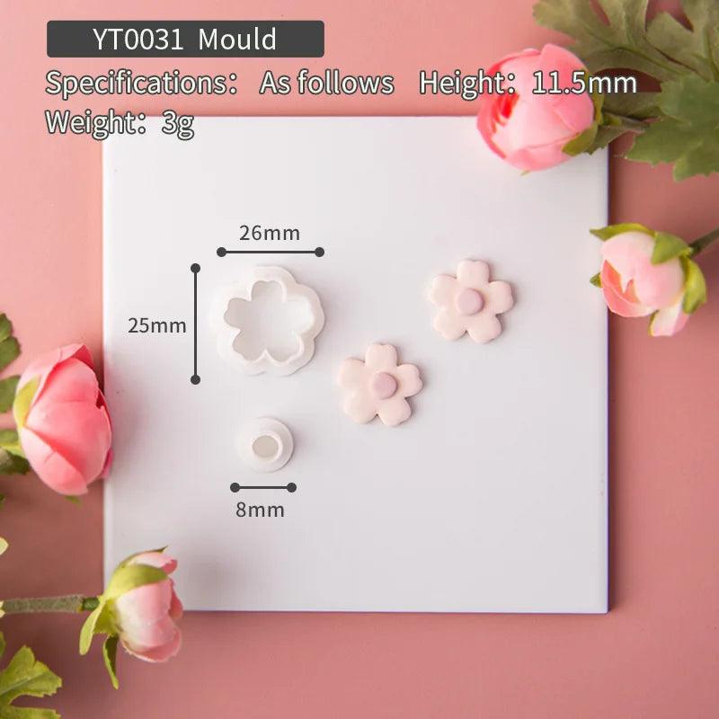New Flowers Polymer Clay Mold Cutter Flower Leaf Combination Soft Pottery Mold DIY Earring Jewelry Pendant Cutting Die 3D Mould