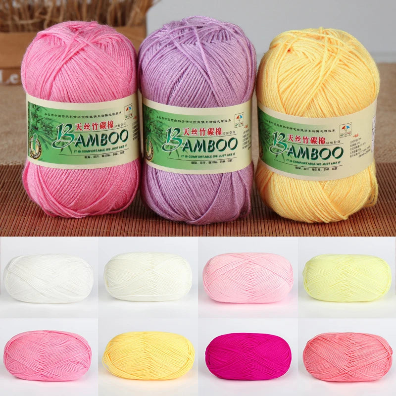 50g/Ball Baby Hand Woven Yarn Knitted Fabric Crochet Yarn Natural Bamboo Cotton Soft High Quality DIY Smooth Sweater Scarf Hat