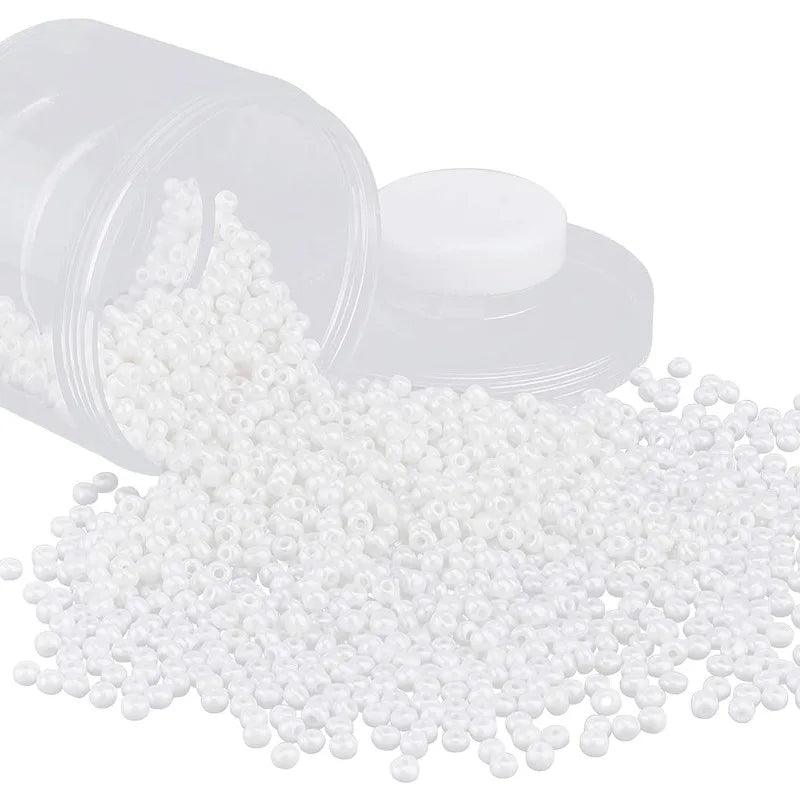 1600pcs Glass Seed Beads 4mm Round Pony Beads White Mini Beads Loose Beads for Bracelet Necklace Embroidery Jewelry