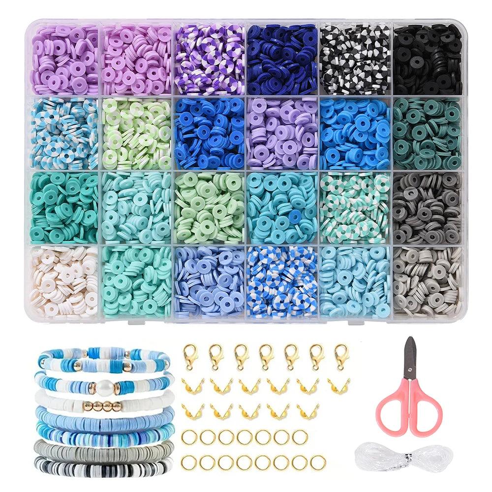 2400 Blue Series Polymer Clay Beads Crystal Thread Accessories Set Diy Friendship Bracelets Earrings Necklaces Jewelry Holiday