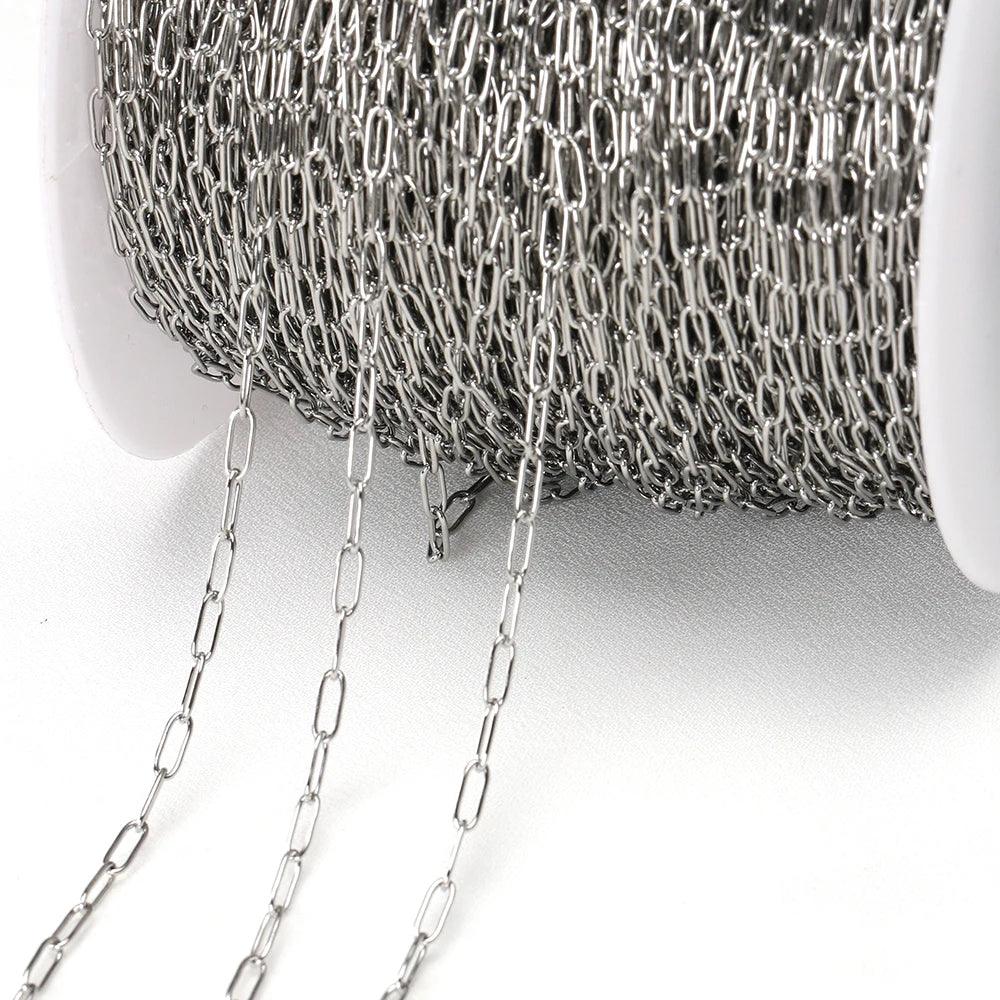 1meter stainless steel chains paper clip shape star chain for jewelry making DIY