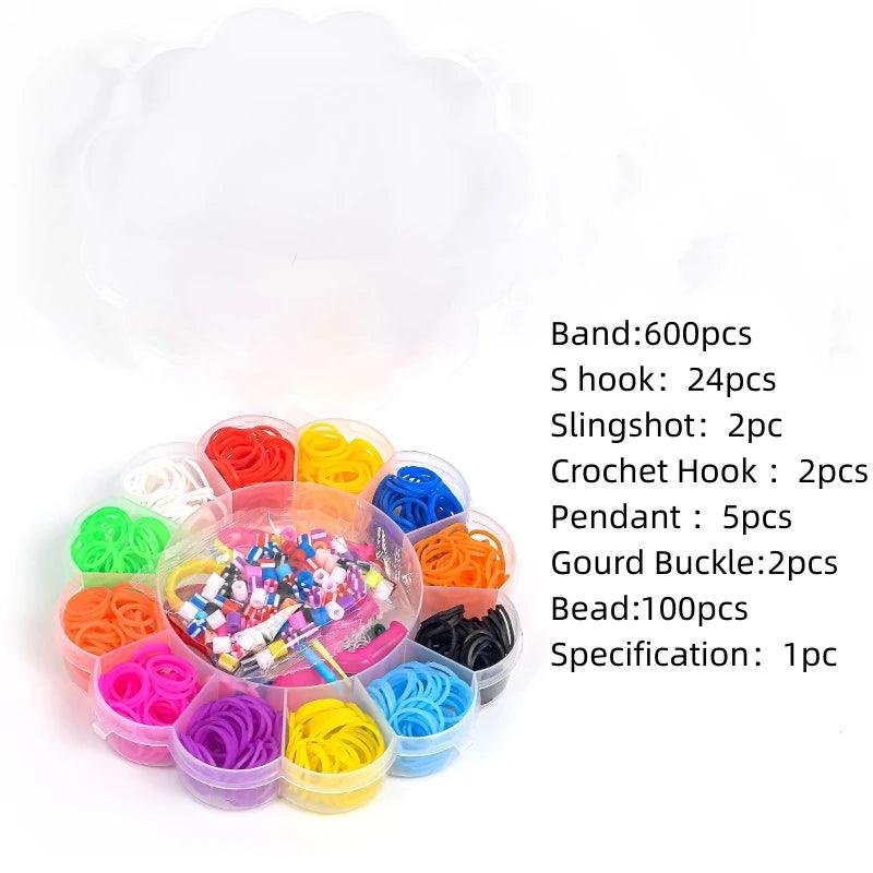 1Set Elastic Rubber Band Refill Loom Bracelet Kit Organizer for DIY Knitting Friendship Craft Girl Kid Creativity Birthday Gift