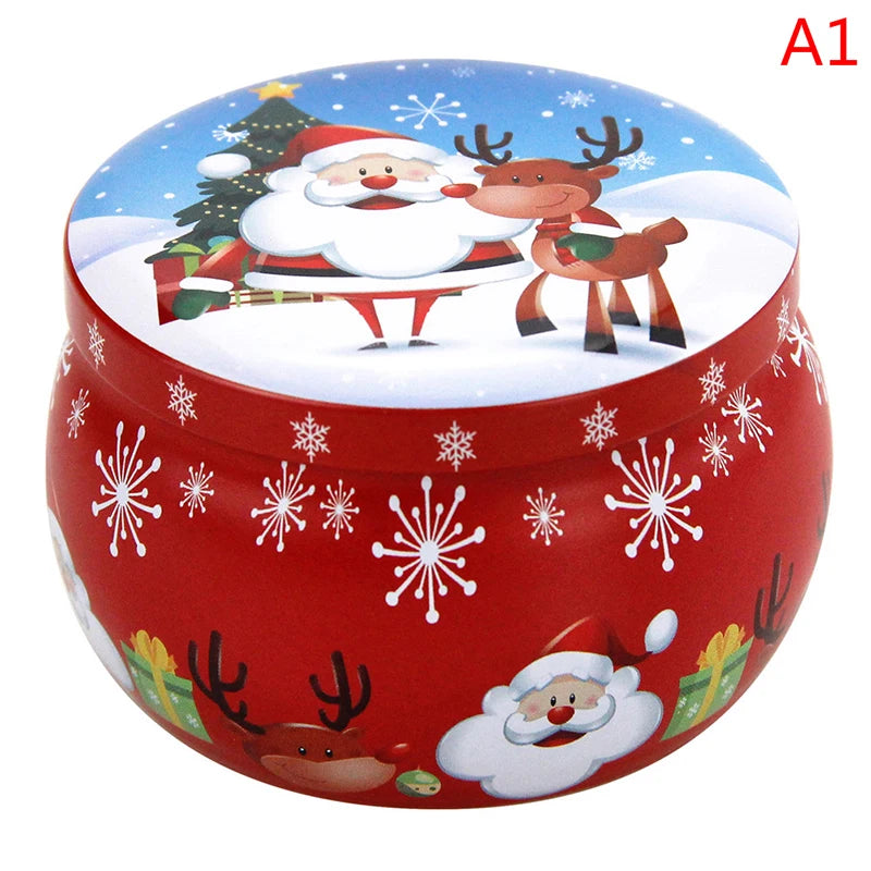 Portable Travel Christmas Aromatherapy Candle Jar Christmas Scented Candle Tin Jar Portable Travel Soy Wax Plant Candle Gift Box