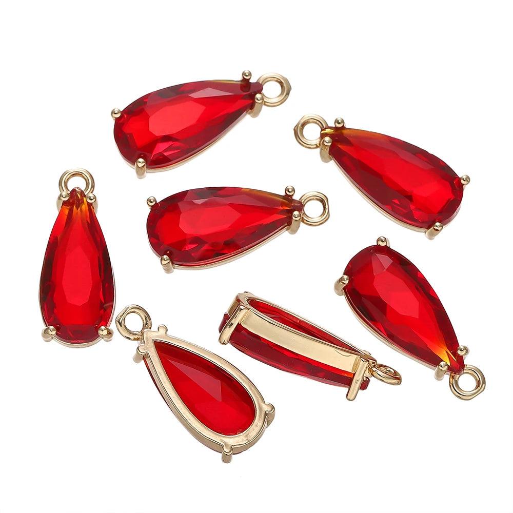 5pcs Copper Zircon Waterdrop Pendants Transparent Crystal Charms Beads with Hole for Necklace Making DIY Jewelry Findings