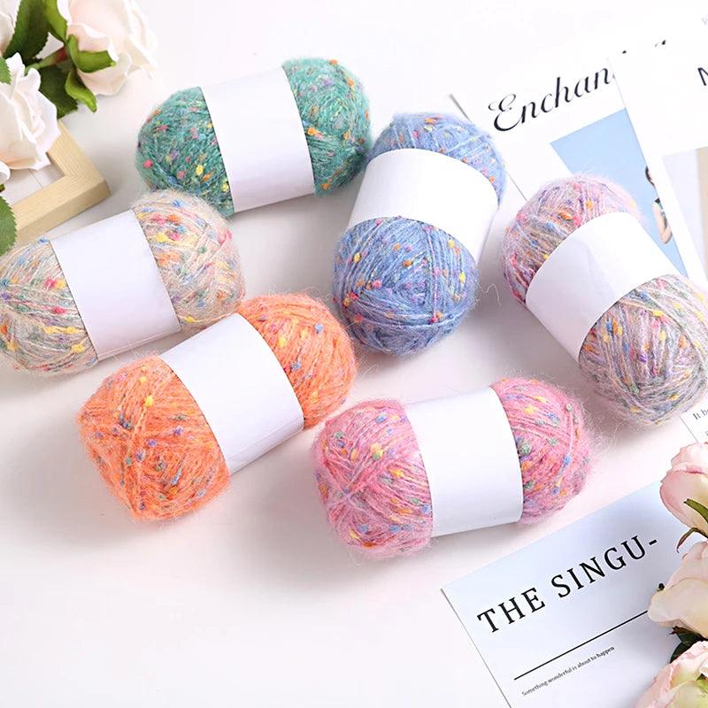 50g/Ball 1 Ply Knitted Mohair Yarns Hand Crochet Woven Scarf Shawl Line Soft Cashmere Wool Colorful Dots Thread Needlework Craft