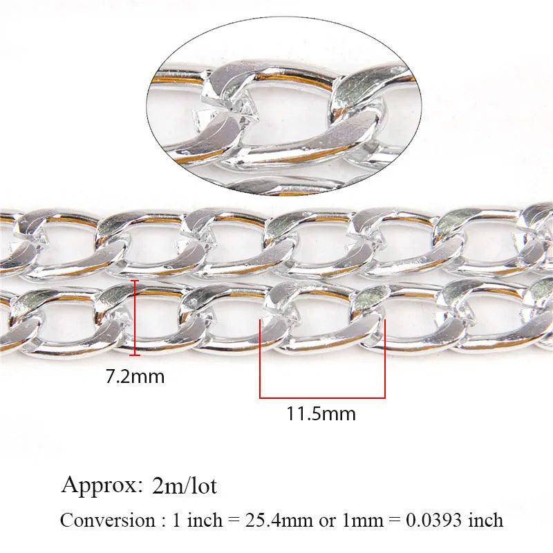 Metal Flat Byzantine Necklace Twisted Chains Bulk Fit Bracelets Open Link Chain For DIY Jewelry Making Materials Handmade Suppli