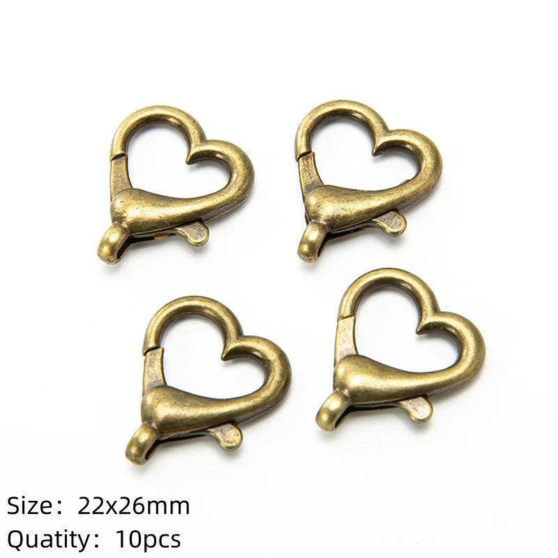 10pcs Lobster Clasp Hooks Heart Keychain Clasps for DIY Bracelets Chain Necklace Components Accessory Jewelry Making Findings