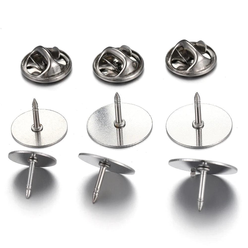 10pcs Stainless Steel Butterfly Tie Tack Backs Brooch Pin Base Cufflink Settings