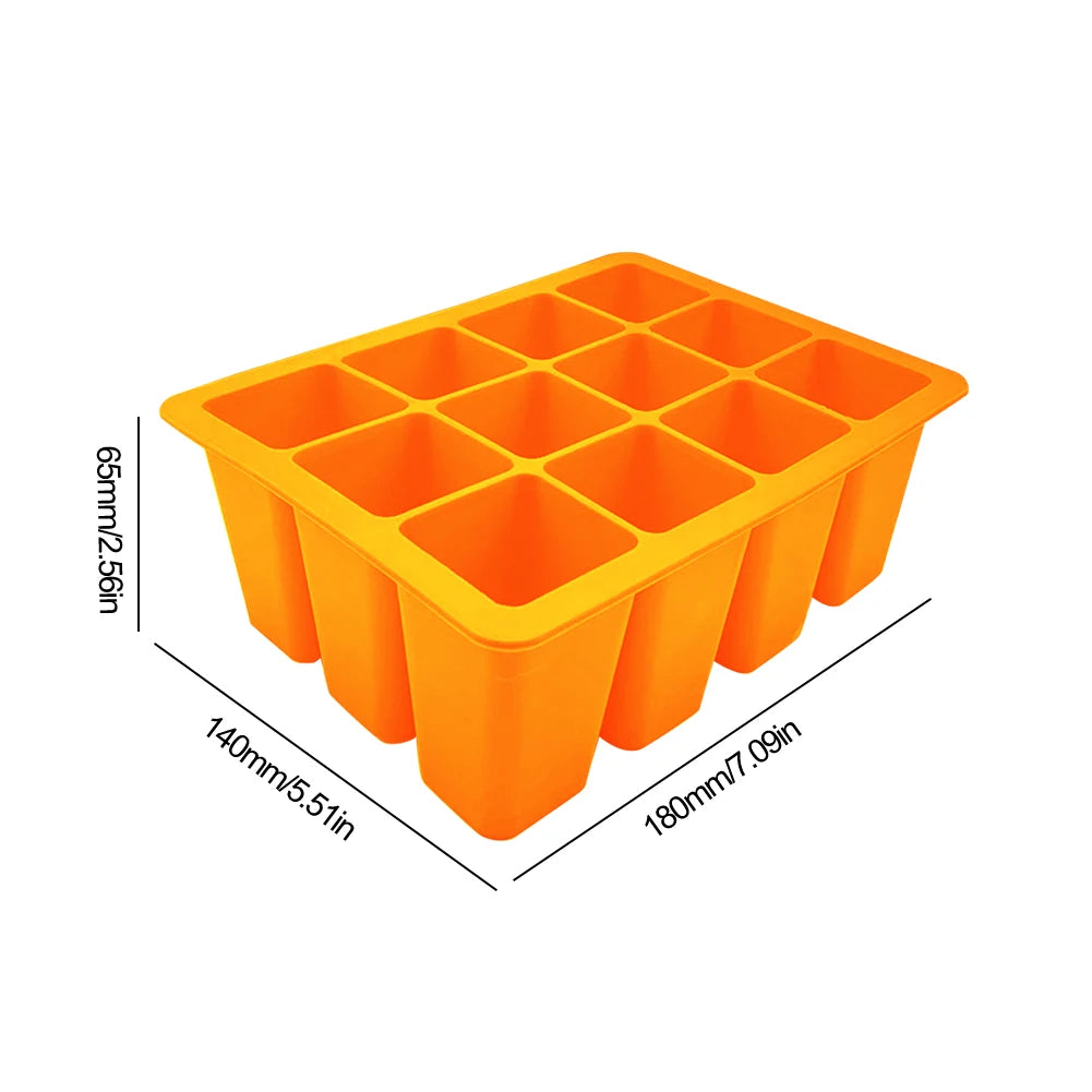 12 Holes Silicone Seedling Starter Trays Reusable Nursery Tray Flower Plant Seed Grows Box for Seeds Growing Tray Garden Tool