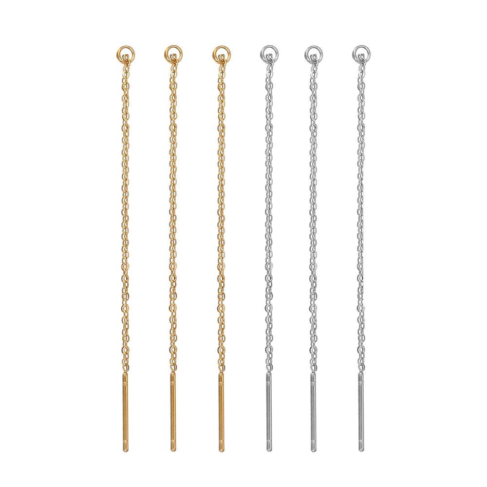 10pcs Gold Color Plated Stainless Steel 8cm Long Chain Ear Line Earrings Earwire DIY Women Drop Dangle Earrings Jewelry Making