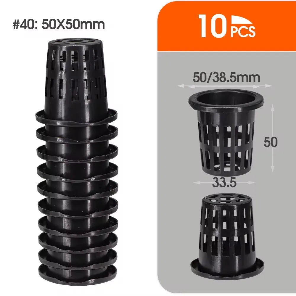 10PCS Greenhouse Black Plastic Slotted Mesh Cup Hydroponics Pot Bucket Basket Net Heavy Duty Container Aquaponics Orchids Planti
