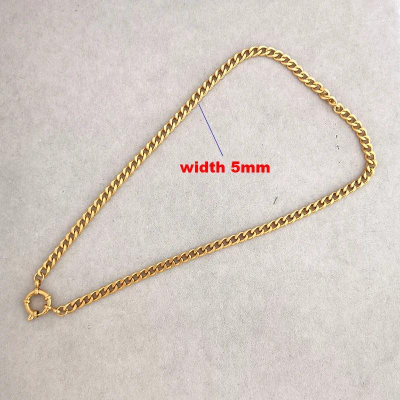Anchor Clasp Necklace Women Men Choker Stainless Steel Geometric Link Cuba Chain Basic DIY Gold Silver Color Buckle Design