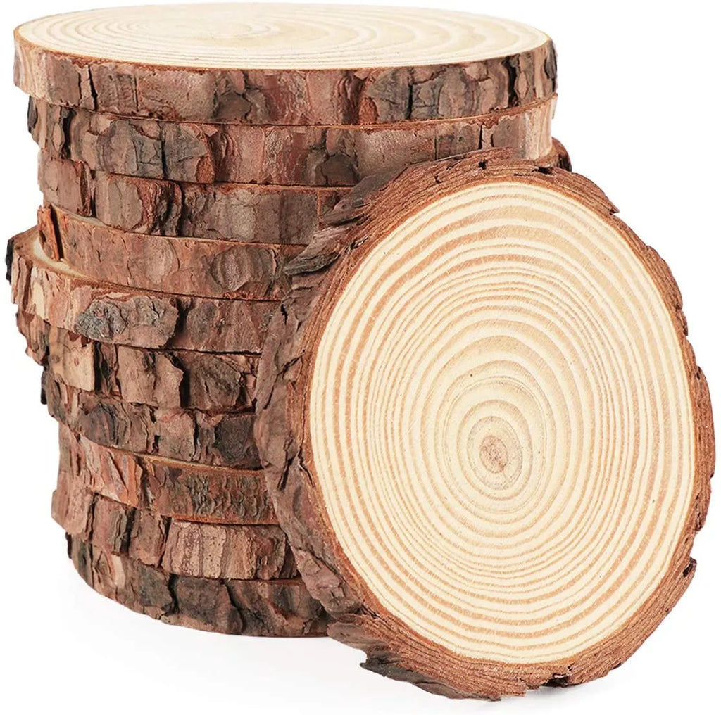 3-16CM Thick Natural Pine Round Unfinished Wood Slices Circles With Tree Bark Log Discs DIY Crafts Wedding Party Painting 1-10pc