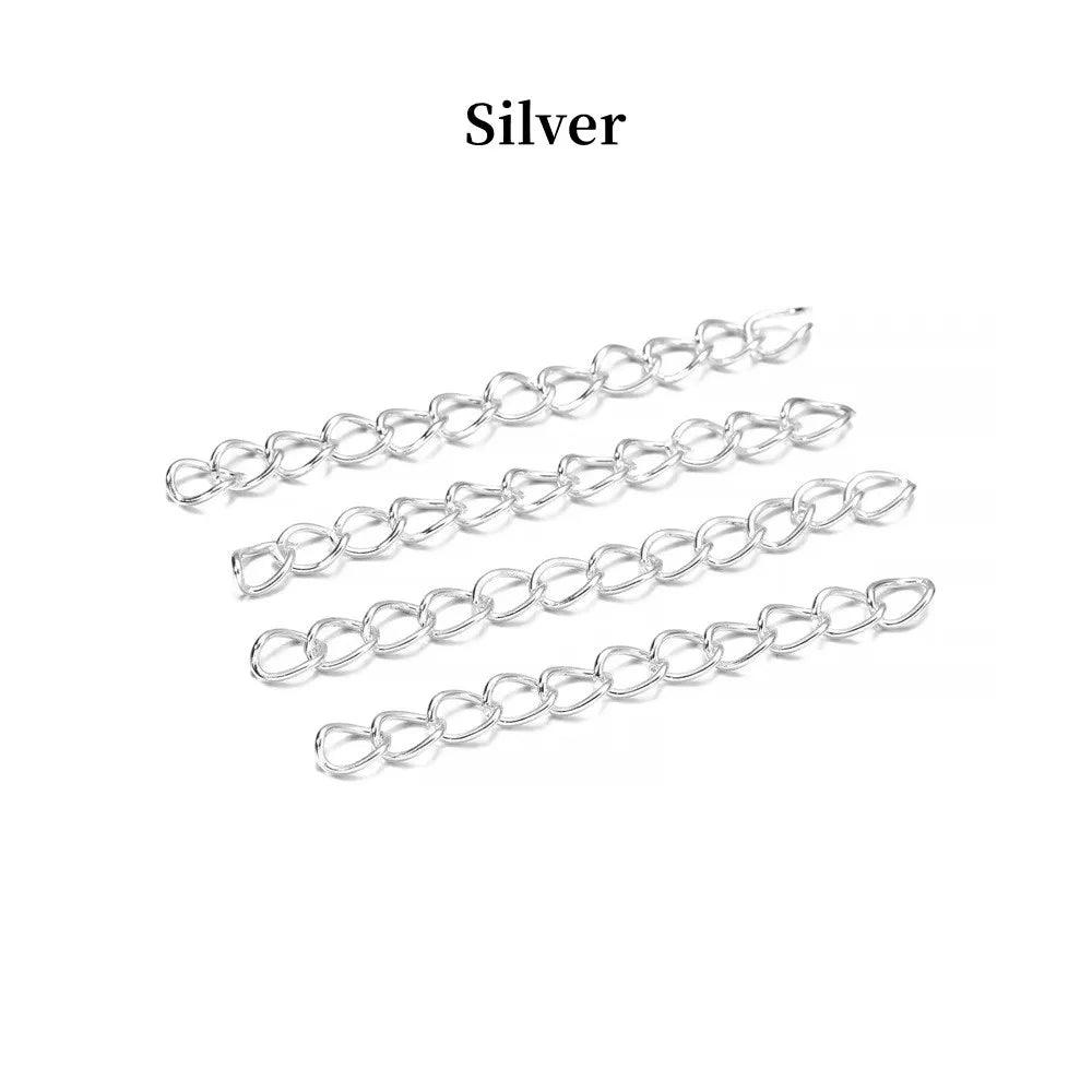 100pcs/lot 50mm 70mm  Necklace Extension Chain Bulk Bracelet Extended Chains Tail Extender For DIY Jewelry Making Findings
