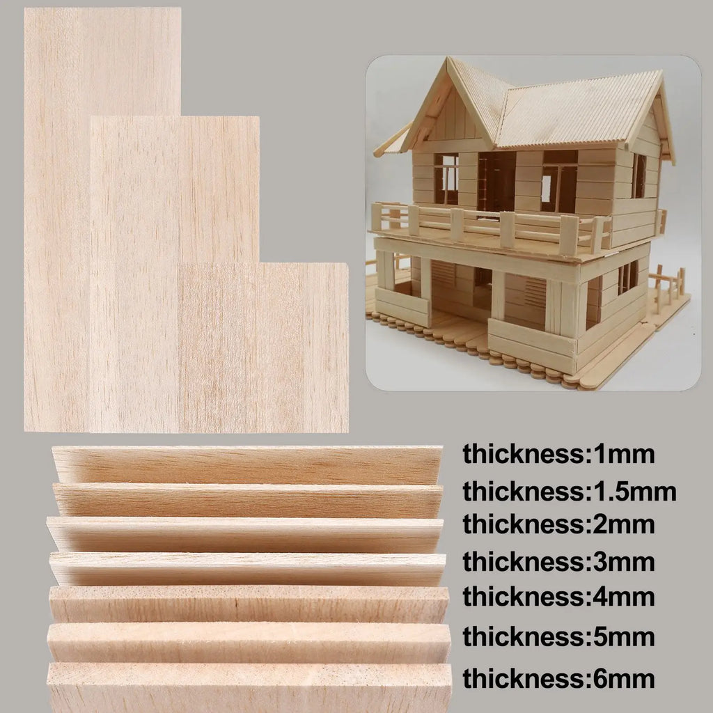 1/1.5/2/3mm 5PCS Lightweight Craft Board Model Toys Building Carving Handicraft Educational DIY Accessories DIY Balsa Wood Chips