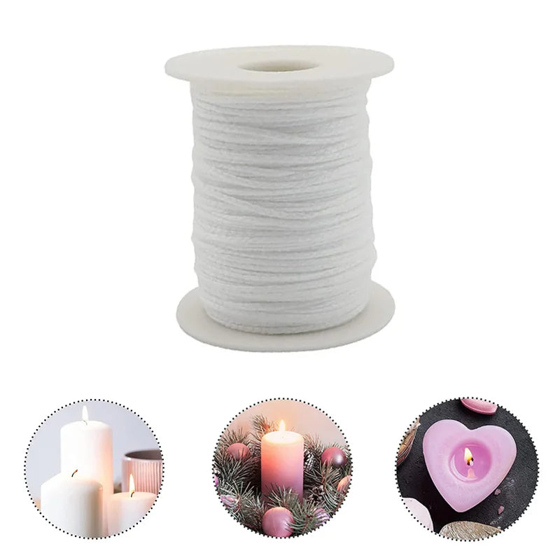 1 Roll 61m Cotton Braid Candle Wick Core Spool 2mm Width Non-Toxic Environmental DIY Oil Lamps Handmade Candle Making Supplies