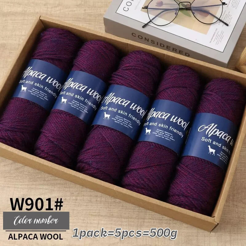500g Coarse Alpaca Wool Yarn for Hand Woven Sweaters Jackets Scarves and Hats