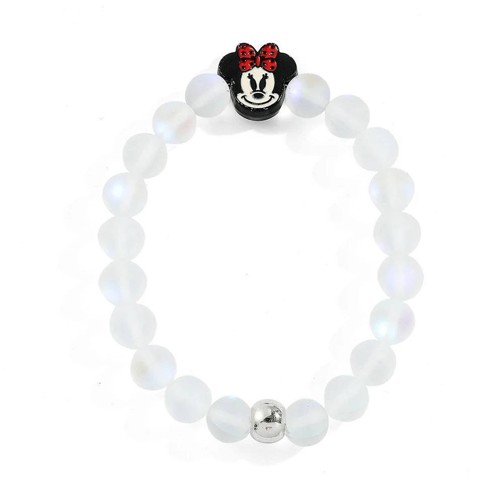 Stitch Moonstone Bracelet Lilo Stitch Mickey Minnie Bracelet Women Girls Blue Green Bean Jewelry Accessories Birthday Gifts