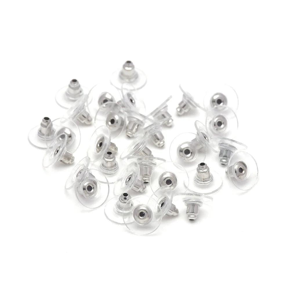 100pcs Bullet Clutch Earring Backs with Pad Ear Nut Stainless Steel Earring Stopper Plugs For Jewelry Findings Components