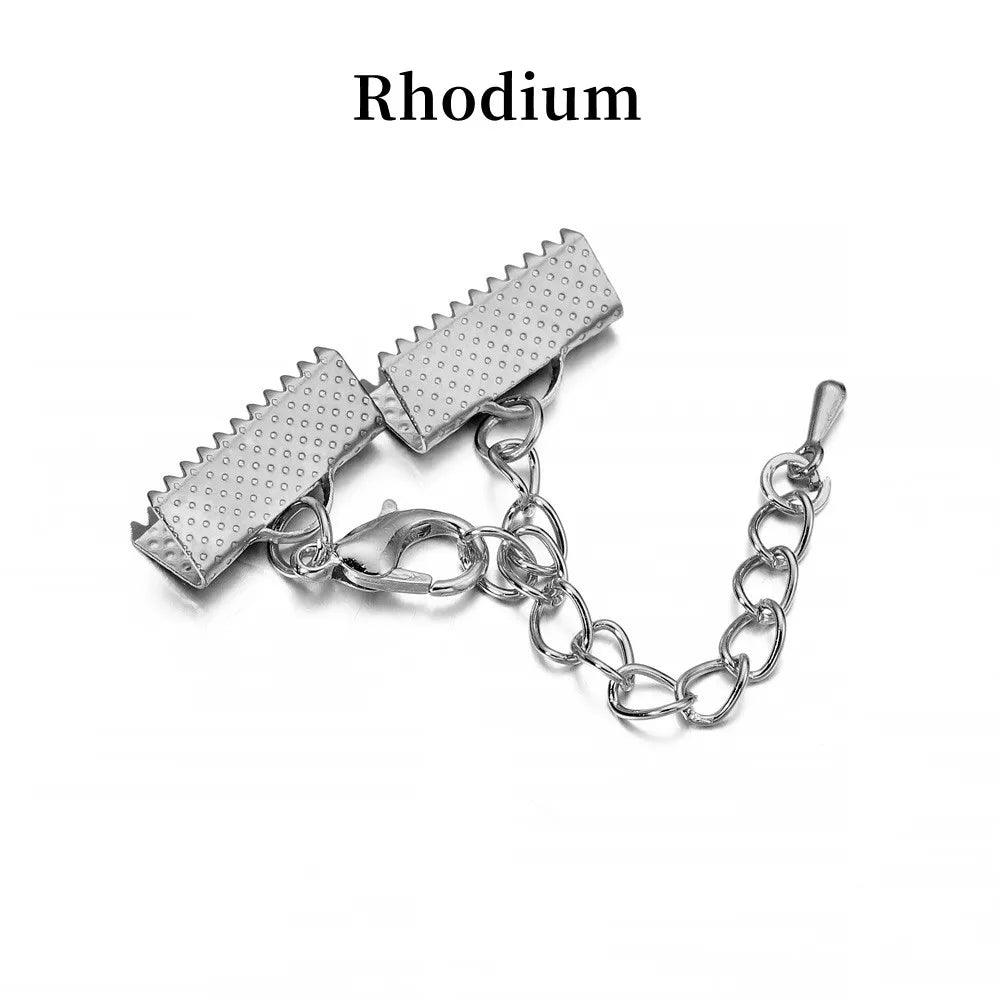 10pcs/lot Ribbon Leather Cord End Fastener Clasps With Chains Lobster Clasps Connectors For Bracelet Diy Jewelry Making Findings