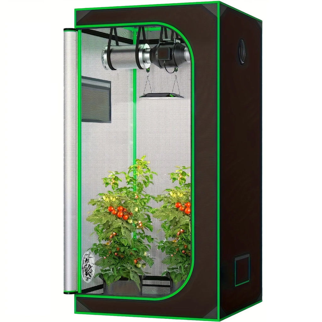Premium Grow Tent, 24"x24"x48" High Reflective Mylar with Multi-Chamber & Floor Tray for Hydroponic Houseplants