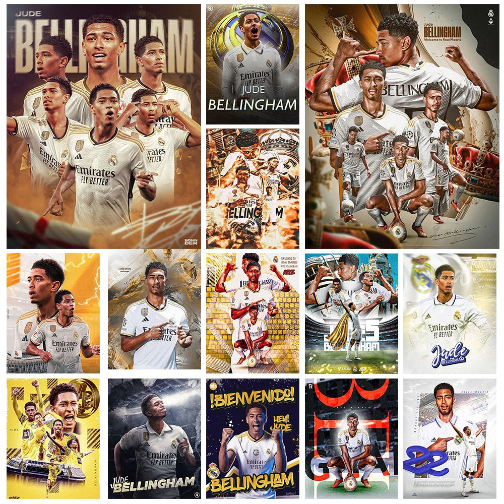 5D DIY Football Player Diamond Painting Kit Bellingham Real Madrid Club Cross Embroidery Handmade Diamond Mosaic Art Gift