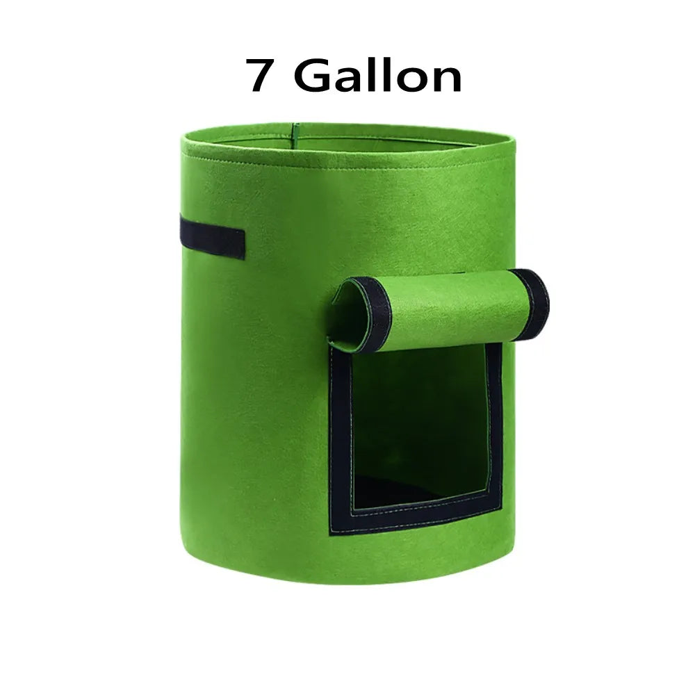 5/7/10 Gallon Potato Grow Bags with Two Flap Windows, Heavy Duty Aeration Fabric Pots with Handles for Garden and Planting